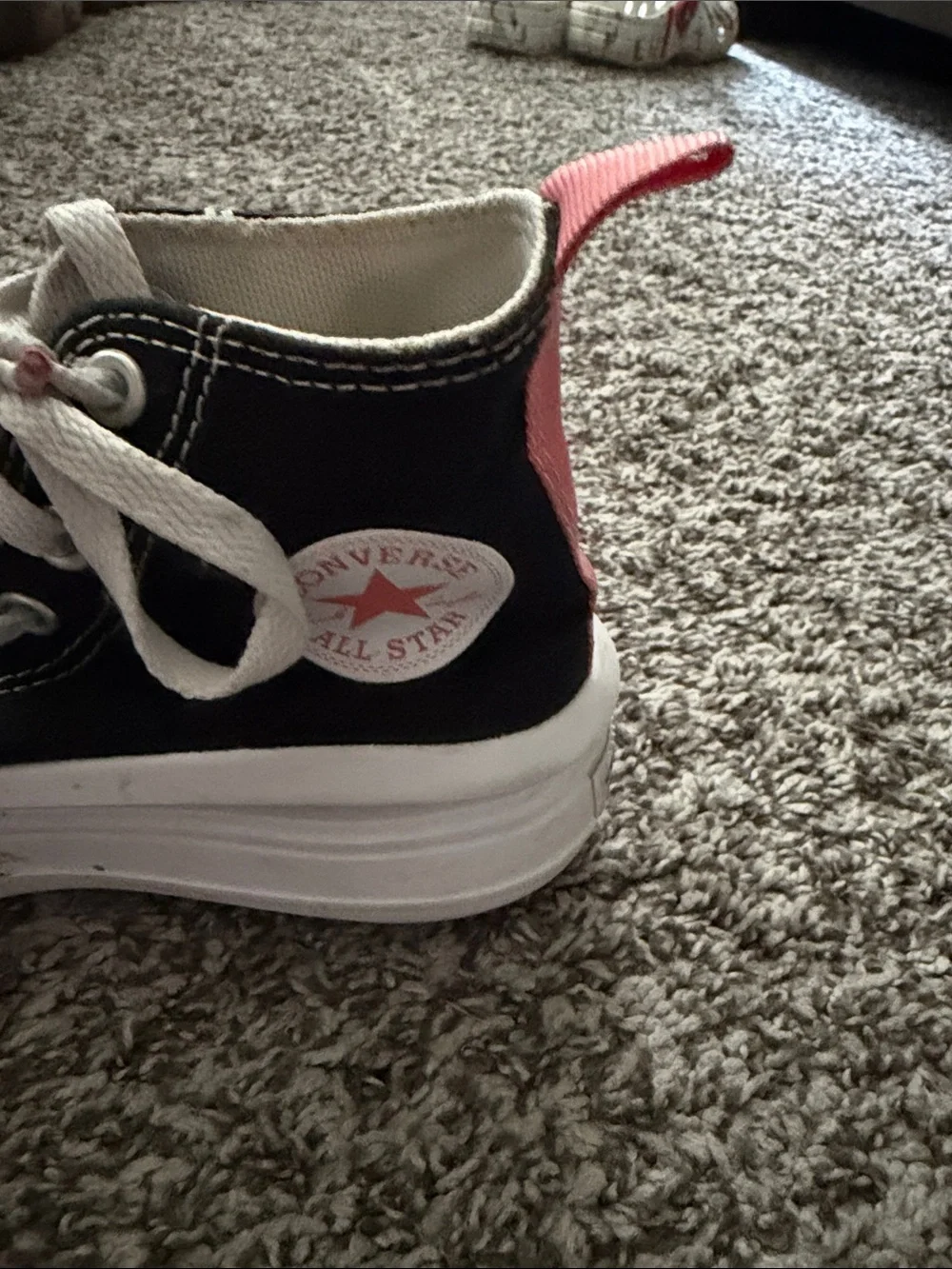 Converse Kids Black High-Top Sneakers with Pink Pull Tabs